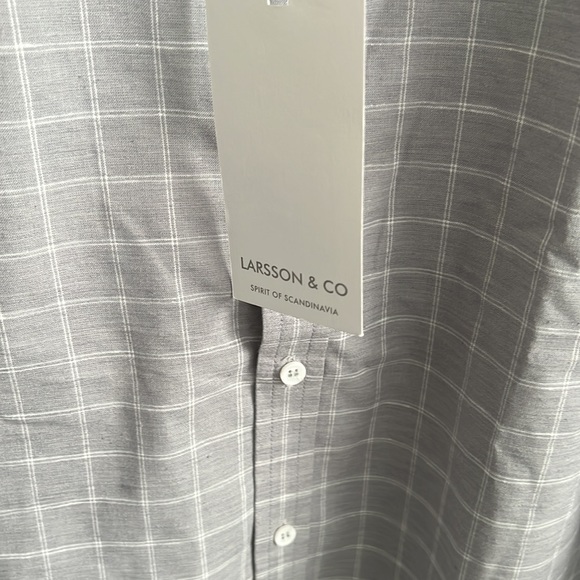 Larsson & Co Mens Grey Long Sleeve Button Down Dress Shirt. Size M NWT - Picture 3 of 8